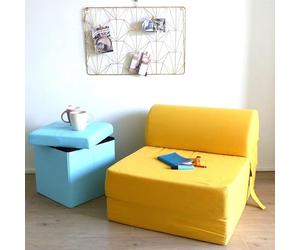 COTTON WOOD Chauffeuse Convertible 1 Place Coton - Jaune Moutarde