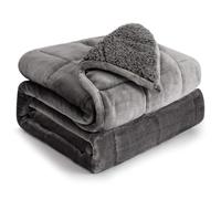 Cottonblue Couverture Lestée 6,8 kg - 152,4 x 203,2 cm - Flanelle et Sherpa à Poils Longs - Lourde et Moelleuse pour se Détendre - Literie Douce - Gris