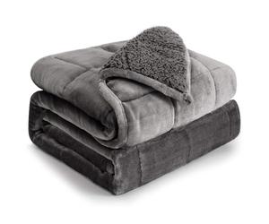 Cottonblue Couverture Lestée 6,8 kg - 152,4 x 203,2 cm - Flanelle et Sherpa à Poils Longs - Lourde et Moelleuse pour se Détendre - Literie Douce - Gris