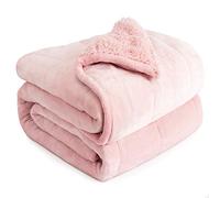 Cottonblue Couverture lestée de 9,1 kg, 152,4 x 203,2 cm, Sherpa rose, jeté de canapé, literie, couverture lourde pour adultes, couverture polaire douce et confortable sur grand lit, couverture lestée