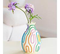 COTYNI Vase à Fleurs aux Lignes Colorées pour Décoration d'Intérieur Moderne, Petit Vase Unique pour Centres de Table et Décoration