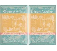 Coucke Torchon en Jacquard de Coton imprimé, 50x75cm, Rhum antillais, (Lot de 2)
