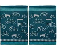 Coucke Torchon imprimé en Jacquard de Coton, Tous a vélo, 50 x 75 cm, (Lot de 2)