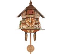 Coucou - Horloge murale - Bois - Chant d'oiseaux - Sonnerie automatique de 7 h à 21 h - 25 × 10 × 50 cm - Analogique - 3 piles C (non fournies) - Multicolore