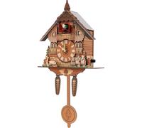 Coucou - Horloge murale - Sonnerie de 7 h à 21 h avec arrêt nocturne - Fonctionne à piles - Affichage analogique - Bois MDF - 25 × 10 × 50 cm - Multicolore