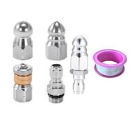 CoudarTitie 4 Pièces Buse de Nettoyage Haute Pression Embout Déboucheur pour Tuyau de Canalisation Acier Inoxydable Anti-usure Installation Rapide Fonction, 6 pièces