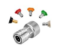 CoudarTitie Adaptateur de Tuyau D'arrosage en 2 Pièces, Accessoire pour Machine à Laver, Raccord Rapide Pratique en Acier Inoxydable, Idéal pour Le Nettoyage, avec Buse