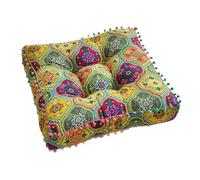 CoudarTitie Coussin de Siège Carré Patchwork Boho pour Chaise Méditation Mandala Pouf Toile Remplie Douceur Fermeté Soutien Adapté à Tatami Salon Bureau Chambre D, Jaune de Dinde