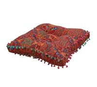 CoudarTitie Coussin de Siège Carré Patchwork Boho pour Chaise Méditation Mandala Pouf Toile Remplie Douceur Fermeté Soutien Adapté à Tatami Salon Bureau Chambre D, Orange Marocaine