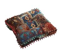 CoudarTitie Coussin de Siège Carré Patchwork Boho pour Chaise Méditation Mandala Pouf Toile Remplie Douceur Fermeté Soutien Adapté à Tatami Salon Bureau Chambre D, Bleu Bohème