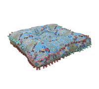 CoudarTitie Coussin de Siège Carré Patchwork Boho pour Chaise Méditation Mandala Pouf Toile Remplie Douceur Fermeté Soutien Adapté à Tatami Salon Bureau Chambre D, Bleu Marocain