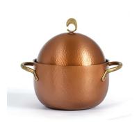 CoudarTitie Faitout Marteau Cuivre Marmite Cuisson Casserole Ronde Cocotte Dôme Corps Texturé en et Laiton Rétention de Chaleur 2000ml avec Couvercle et, Intérieur Étamé Couleur Rôtie Épaissie