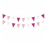 CoudarTitie Guirlande Fanion Triangulaire Bannière Fanion Drapeau Triangle Décor Fête Réutilisable Ambiance Artisanale Adaptée aux Mariages Baptêmes Anniversaires, Multicolore, Rose, Blanc
