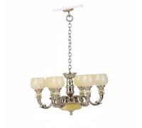 CoudarTitie Miniature Hanging Lamp Lustre Miniature Suspended Lampe Plafonnier Poupée Luminaire Maquette Classique pour Décor Réaliste Suitable pour Passionnés de, Argenté