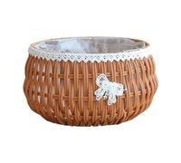 CoudarTitie Panier à Plantes Récipient Fleur Rond Pot Décoratif en Polypropylène Doublure Étanche Effet Rotin Adapté pour Décoration Intérieure Bureau Hôtel Céléb, Khaki L