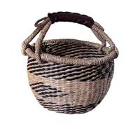 CoudarTitie Panier de Tressé Panier Transportable en Jonc de Mer Panier à Fruits et Légumes Panier Décoratif avec Grande Capacité Adapté au Barbecue, Noir