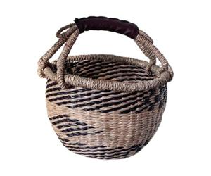 CoudarTitie Panier de Tressé Panier Transportable en Jonc de Mer Panier à Fruits et Légumes Panier Décoratif avec Grande Capacité Adapté au Barbecue, Noir