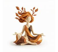 CoudarTitie Statue Résine Femme Méditation Figurine Sculpture Ornement Décor Intérieur Feuillage Stylisé Évoquant Sérénité et Équilibre Surface Texturée et, A