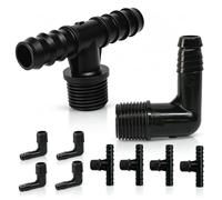 Coude 1/2", articulation en T à 90° compatible avec Rainbird SBE-050 + | Raccord coudé de jardin 1/2", raccord en T fileté 3/4", pour irrigation du jardin et irrigation agricole, 5,5 bar, noir