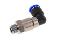 coude 12mm & R3/8'' Joint rapide pivotant Filets mâles à enfoncer Laiton nickele/PBT NBR Rotatif