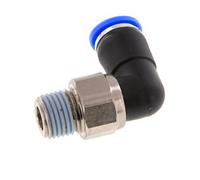coude 8mm & R1/4'' Joint pivotant Filets mâles à enfoncer Laiton nickele/PBT NBR Rotatif