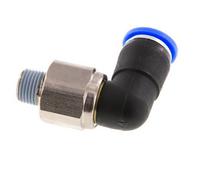 coude 8mm & R1/8'' Joint pivotant Filets mâles à enfoncer Laiton nickele/PBT NBR Rotatif