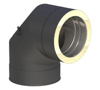 Coude 90° avec porte - double paroi - Tecnovis TEC-DW-NOIR 150 mm