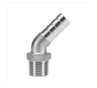 Coude À 45 Degrés En Acier Inoxydable 304, Raccord De Tuyau Mâle BSPT | Raccord Tuyau 45° Inox 304, Filetage BSPT 1/8"à2", Cannelé 6-50mm, Joint Étanche(3l4 BSP To 20mm)