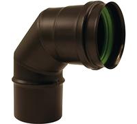 Coude à 87° noir mat avec joint silicone diamètre 80 Gamme APOLLO pellets concentrique réf 892508