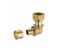 Coude à glissement pour tube PER - Ø 12 mm à visser femelle écrou libre F1/2' (15x21) Bague en laiton - 3189-1512L1