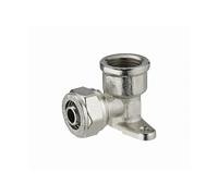 Coude applique à compression pour tube multicouche - Ø 16 mm à visser femelle F1/2' (15x21) 2 trous pour fixation au mur - 3990-1516L1
