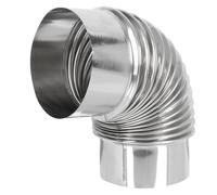 Coude Cheminée Inox 19x10x10cm pour Évacuation Poêle à Bois hiver | Acier Inoxydable Argenté, Conduit Lisse sans Bavure, Adapté aux Gaines de Fumée Cheminement Domestique