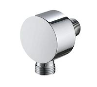 Coude d'alimentation en laiton massif pour douchette à main - Tête de pulvérisation ronde - Vanne d'angle encastrée - Chrome poli