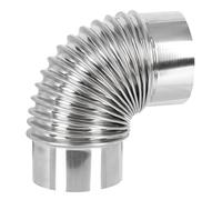 Coude de Conduit pour Poêle à Bois, Acier Inoxydable, Angle 90° | Ouverture de 3,5 Pouces, Assemblage sans Outil, Installation Facile, Finition Argentée, Adapté aux Systèmes de Chauffage
