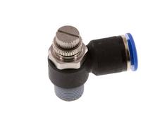 Coude de sortie de compteur du silencieux Flow Control 12 mm - R3/8'' laiton/PA 66