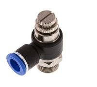 Coude de sortie du compteur du silencieux Flow Control 10 mm - G3/8'' laiton/PA 66