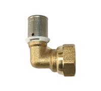 SOMATHERM FOR YOU, Raccord coudé à sertir pour tube PER Ø12, écrou tournant 12/17, compatible avec profils H, U, RF, norme NF 545, montage rapide, pression max 10 bars, T°C 5-90°C