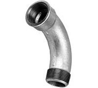 Coude Temperguss Hermann Schmidt DN 10, 3/8", filetage intérieur/extérieur 90 degrés, long, zingué