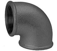 Coude en fonte malléable Hermann Schmidt DN 25, 1" 90°, filetage intérieur, noir