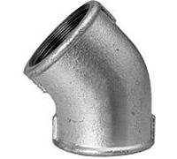 Coude en fonte malléable Hermann Schmidt DN 32, 1 1/4", filetage intérieur 45 degrés, galvanisé