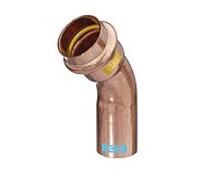 Coude en V HS AQUAGAS 22 x 22 mm 452402222 Cuivre, 45 degrés, A/I, serti, pour gaz et eau