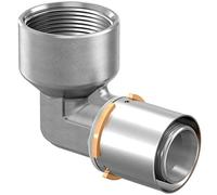 Coude femelle 90° 40-Rp1 1/2" FT, douille de pression en acier, fixation précise de la mâchoire pour ACS et chauffage, gris (référence 1046910)