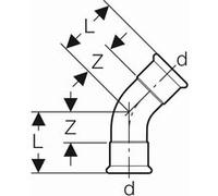 Geberit Geberit Coude Mapress acier C d= 35mm, 45 degrés, galvanisé extérieur Quantité:1