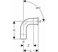 Geberit Geberit Coude Mapress acier C d= 35mm, 90°, avec embout insérable Quantité:1