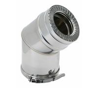 Coude inox isolé à 45° + bride - double paroi - 80 x 130 mm - Duoten TEN