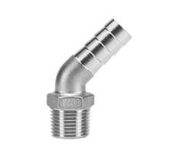 Coude inox304 à barbure BSPT mâle 6-50mm | Filetage BSPT 1/8"-2",raccord tuyau à 45 degrés(1 BSP To 20mm)