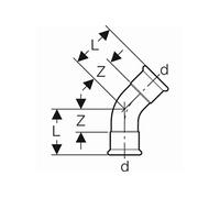Geberit Geberit Coude Mapress acier C d= 35mm, 45 degrés, galvanisé extérieur Quantité:1