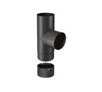 Coude T de 90° - JONCOUX - Émail noir mat - Ø150 mm - Épaisseur 0.7 mm - Pour intérieur