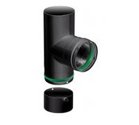 Coude T de 90° - JONCOUX - Noir - Émail 0.7MM - Ø80 - Raccordement poêles à granulés