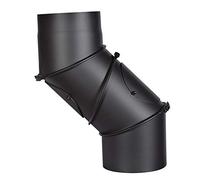 Coude universel en acier de 2 mm de diamètre (tube tubulaire de 180 mm de diamètre) pour poêle et feu Senotherm noir réglable de 0 à 90 degrés avec deux portes de nettoyage.
